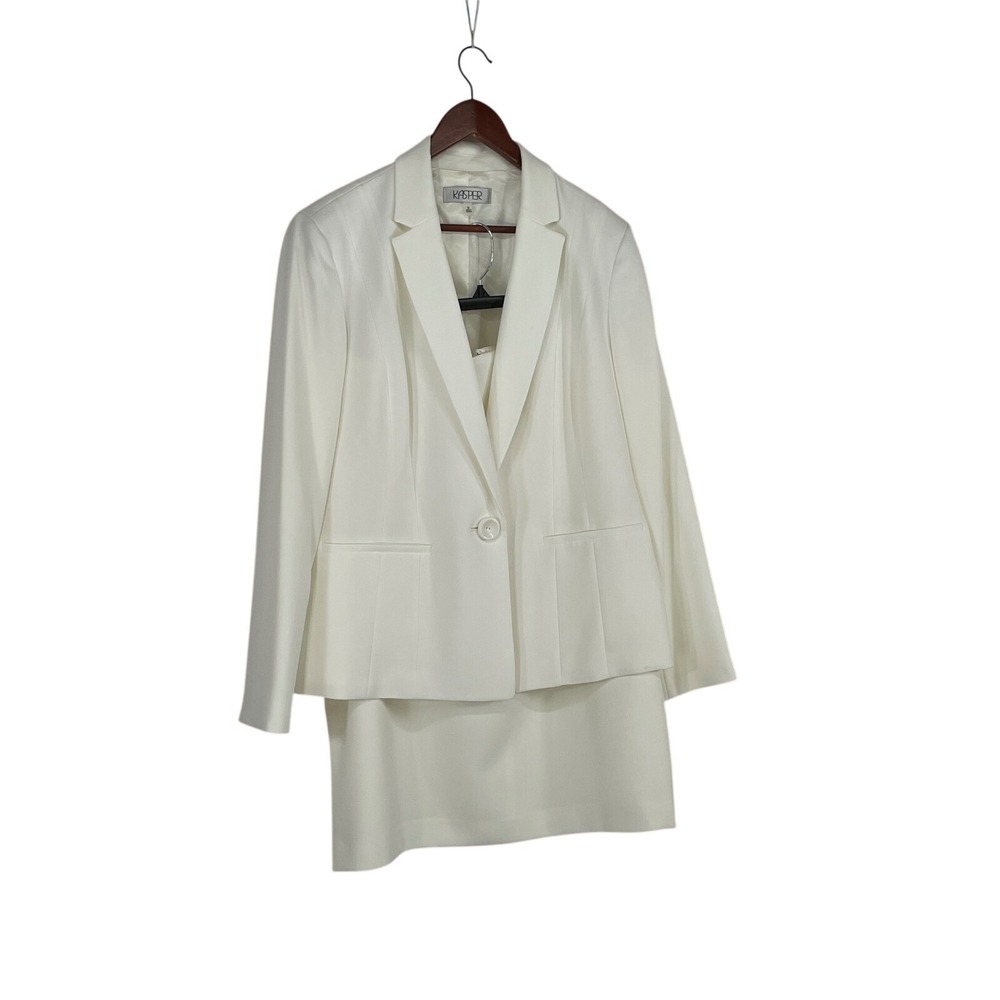 Kasper Womens Skirt Suit 182 PC Ivory Single Button Pleated Professional
